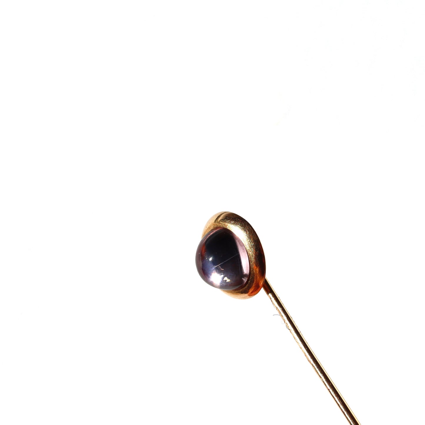 Art Deco 14k Yellow Gold Cabochon Amethyst Quartz Stick Cravat Pin