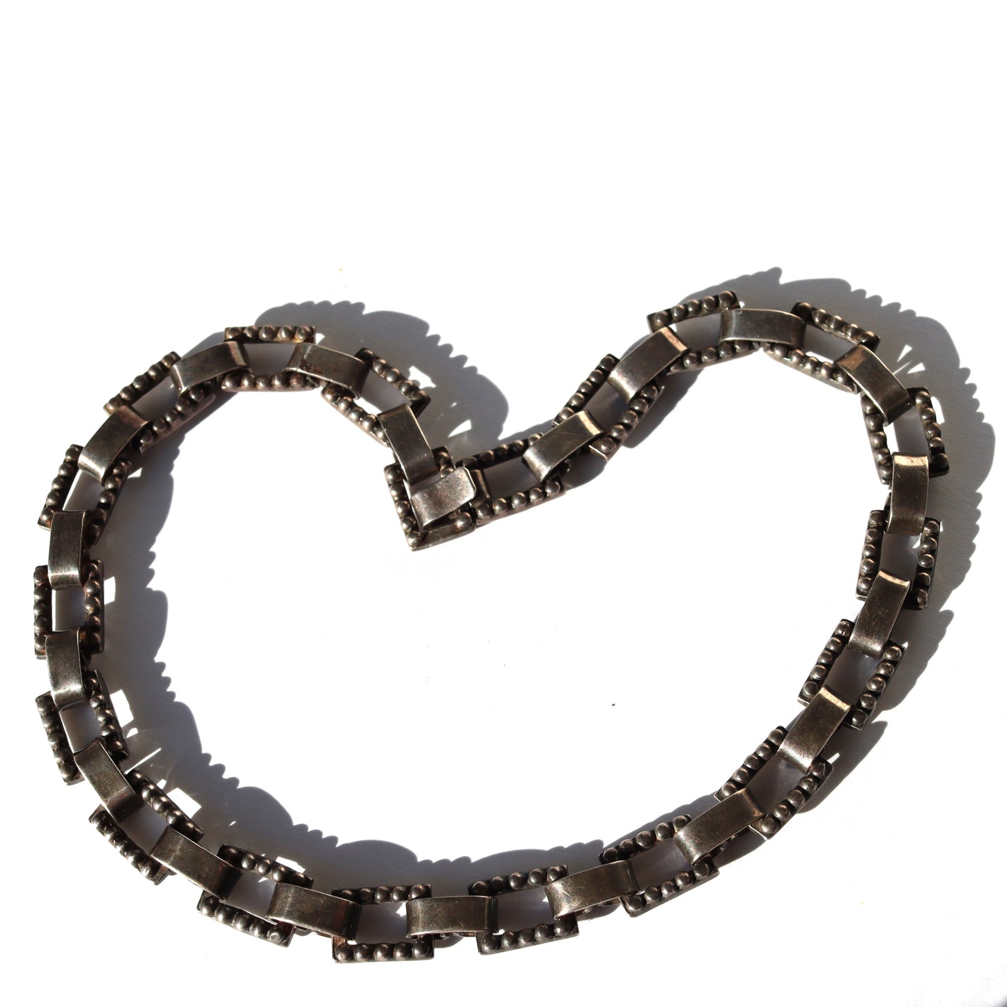 Vintage Taxco Mexico Sterling Silver Los Castillo Choker Fancy Link Chain Necklace