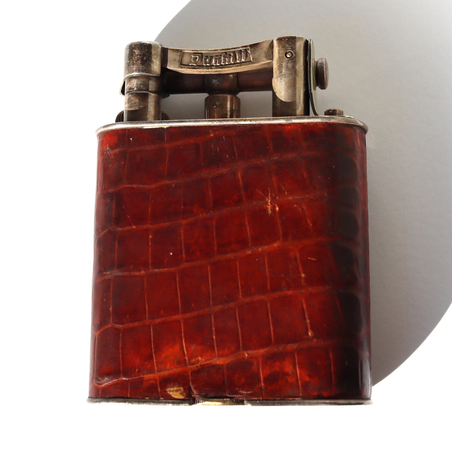 Rare Vintage Art Deco c1920 Dunhill Leather Oversize Lift Arm Table Lighter
