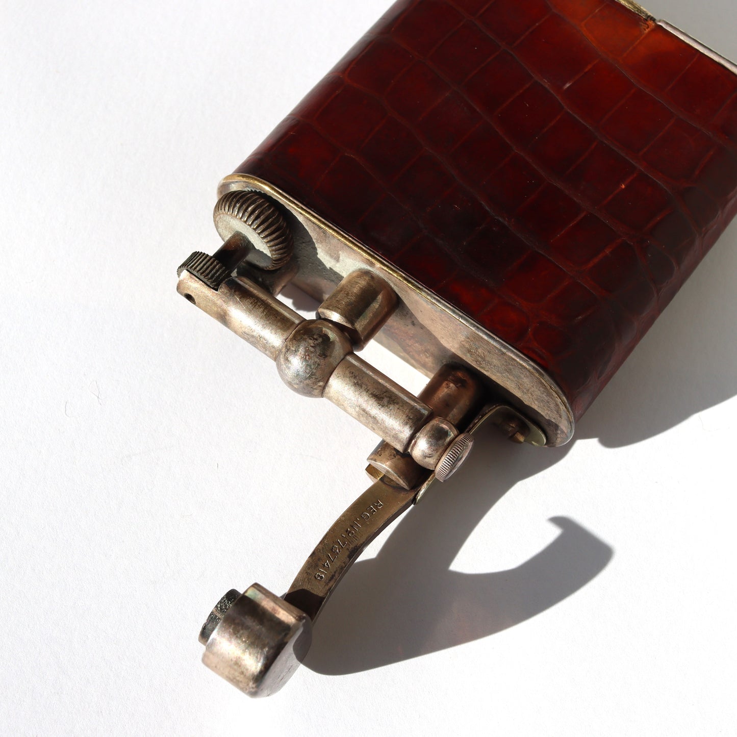 Rare Vintage Art Deco c1920 Dunhill Leather Oversize Lift Arm Table Lighter