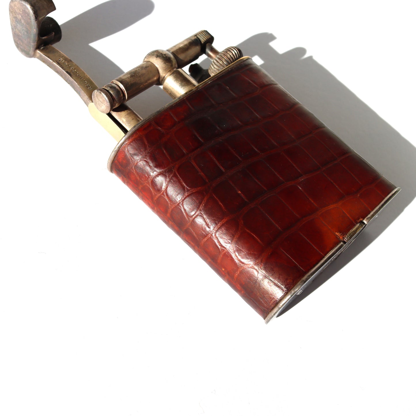 Rare Vintage Art Deco c1920 Dunhill Leather Oversize Lift Arm Table Lighter