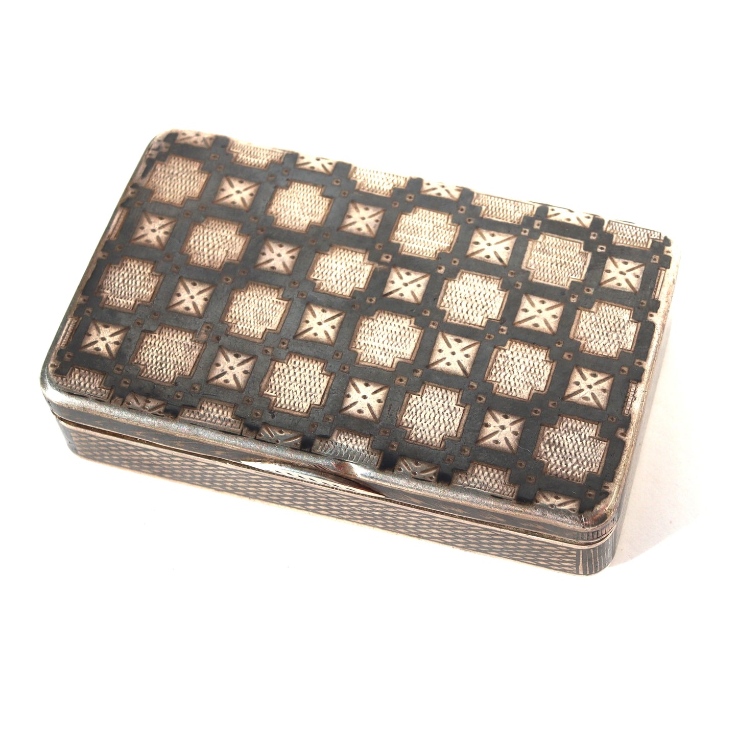 Antique Russian Imperial Czarist era 875 Silver Niello Snuff Box 1839