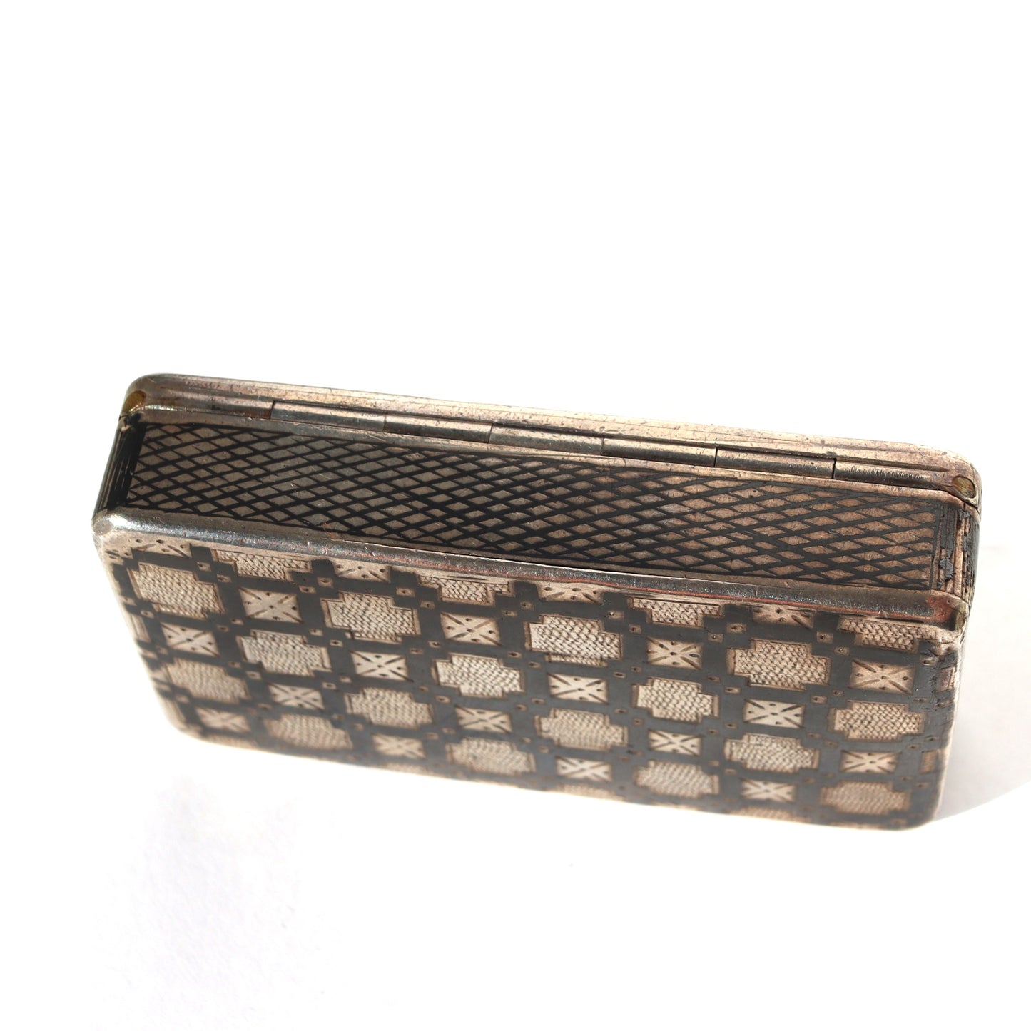 Antique Russian Imperial Czarist era 875 Silver Niello Snuff Box 1839