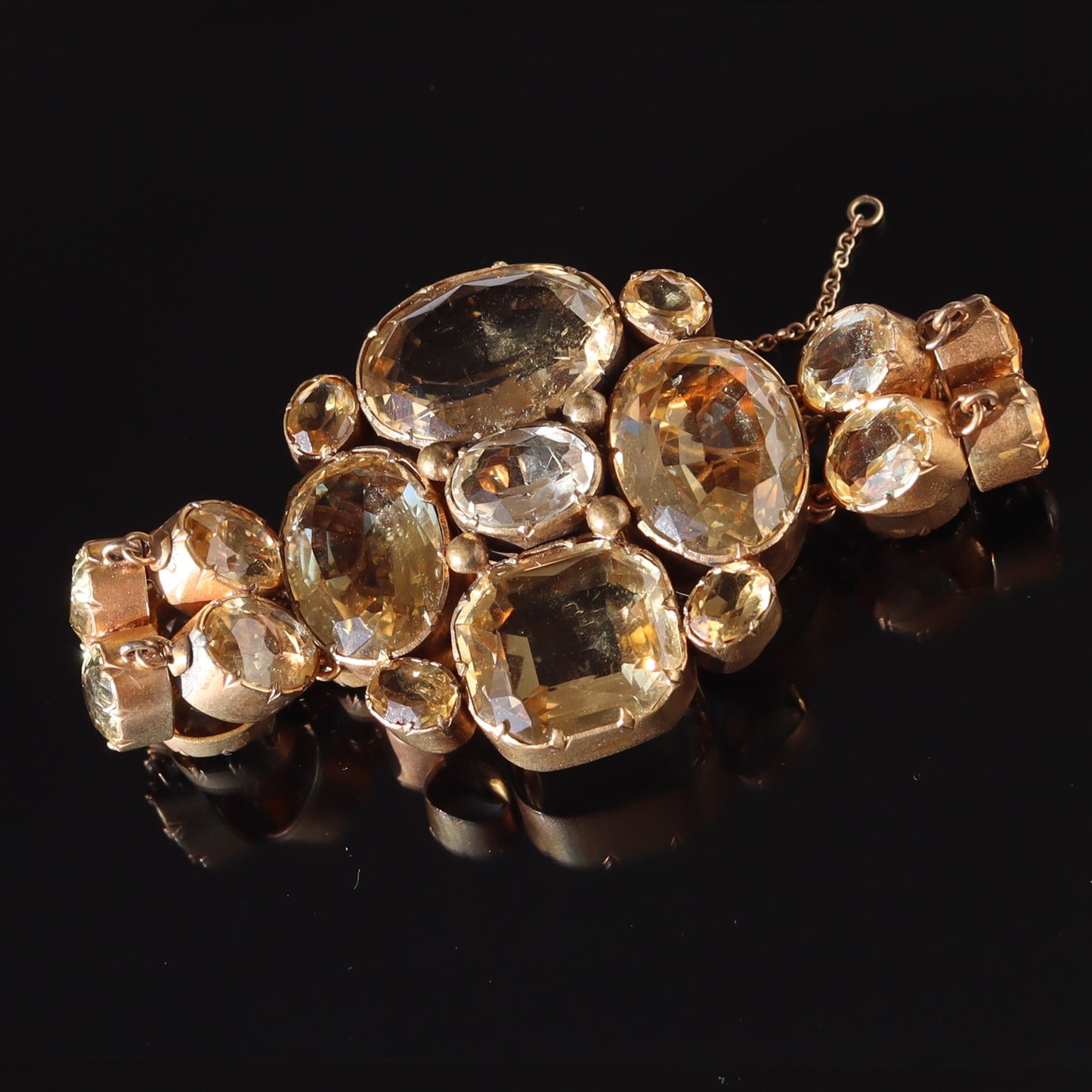 Victorian Pinchbeck or Rolled Gold Citrine Statement Bracelet