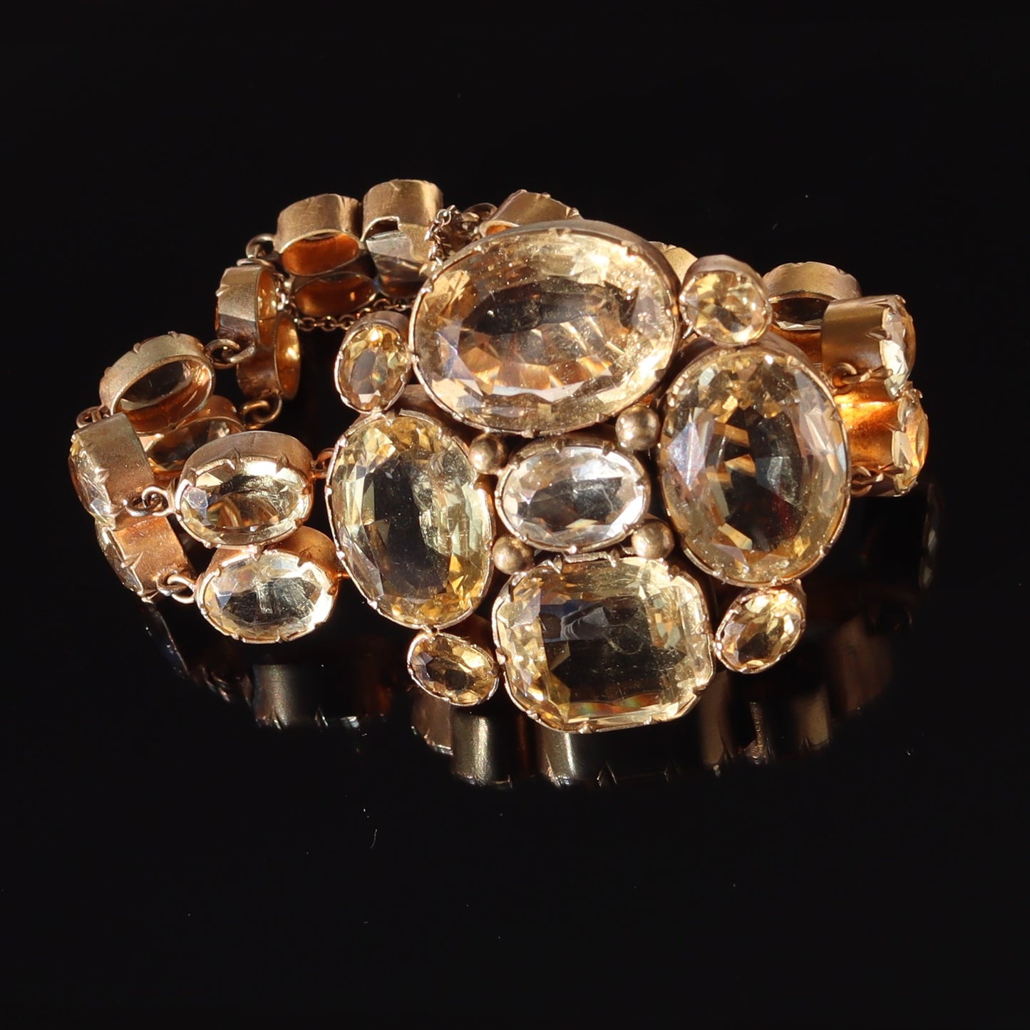 Victorian Pinchbeck or Rolled Gold Citrine Statement Bracelet