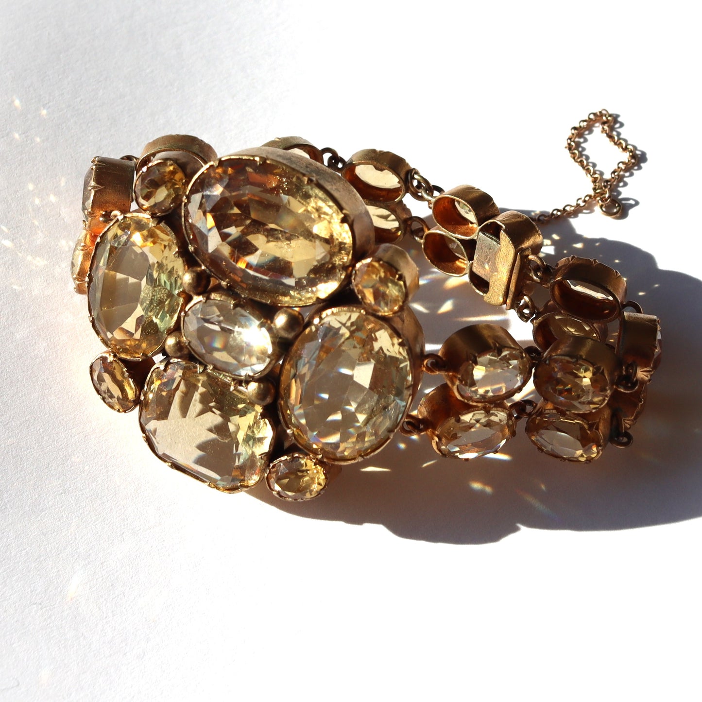 Victorian Pinchbeck or Rolled Gold Citrine Statement Bracelet