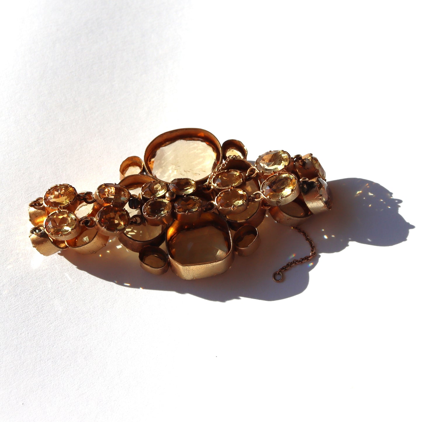 Victorian Pinchbeck or Rolled Gold Citrine Statement Bracelet