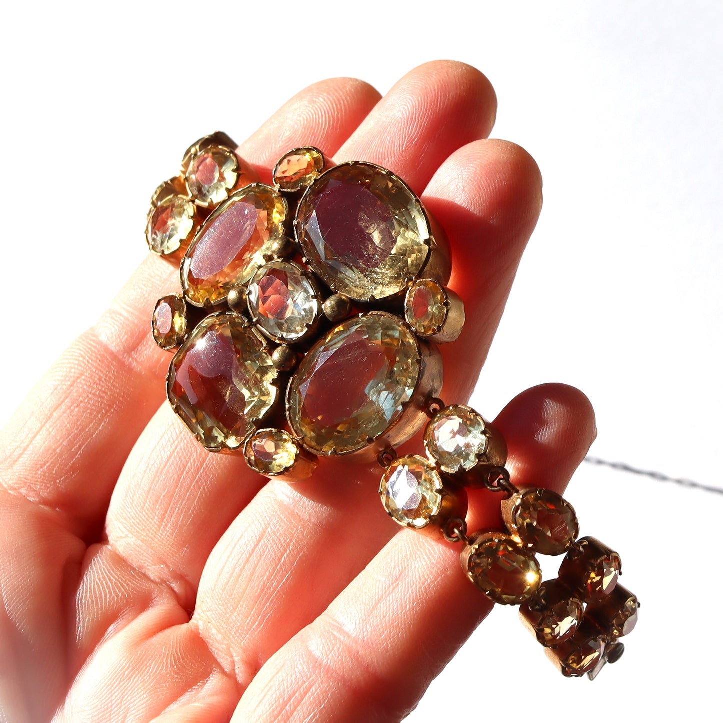 Victorian Pinchbeck or Rolled Gold Citrine Statement Bracelet