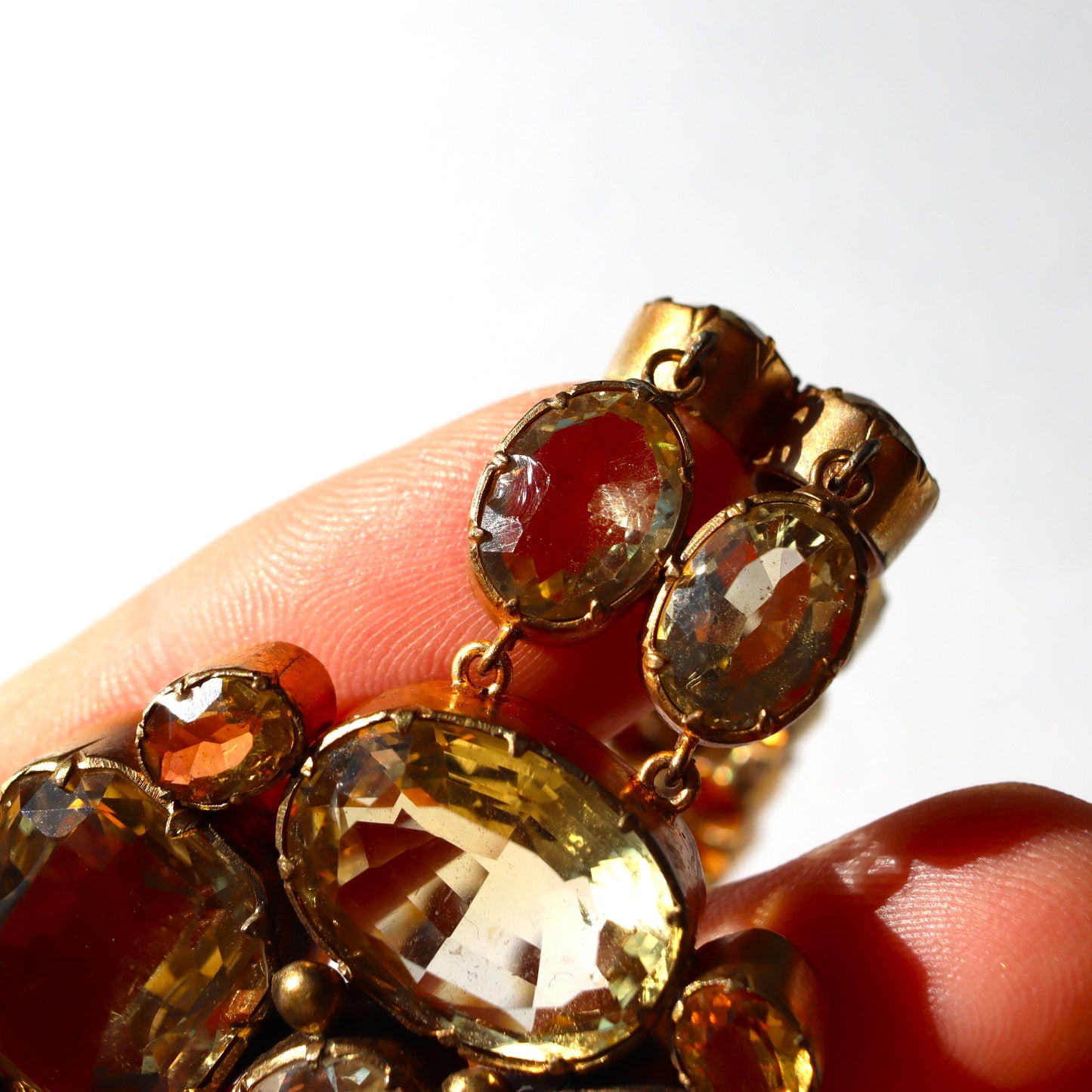 Victorian Pinchbeck or Rolled Gold Citrine Statement Bracelet