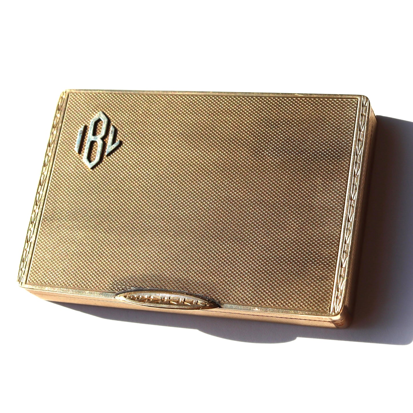 British Art Deco 1912 9ct Gold Engine Turned Snuff Box maker: G. Edward & Son Glasgow