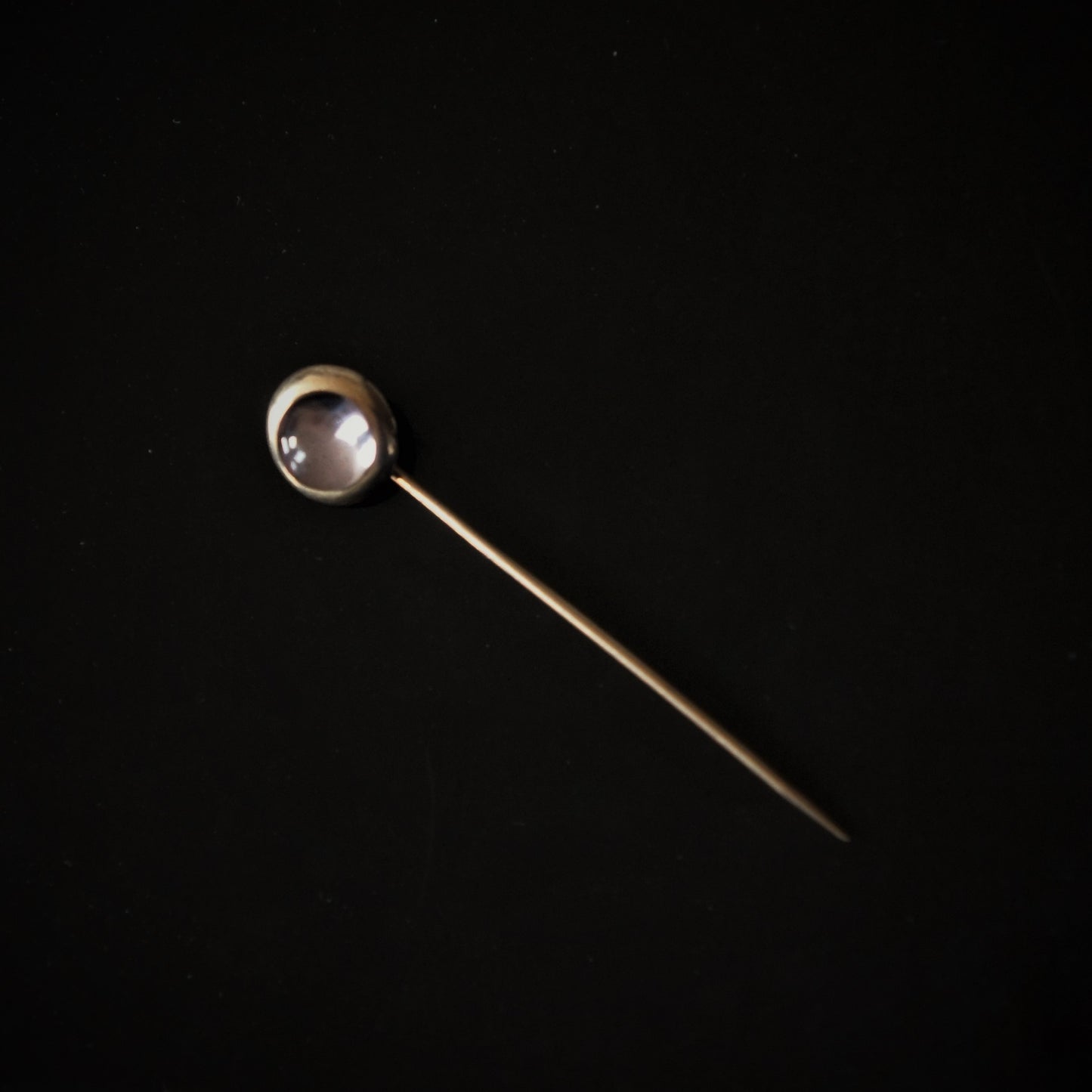 Art Deco 14k Yellow Gold Cabochon Amethyst Quartz Stick Cravat Pin