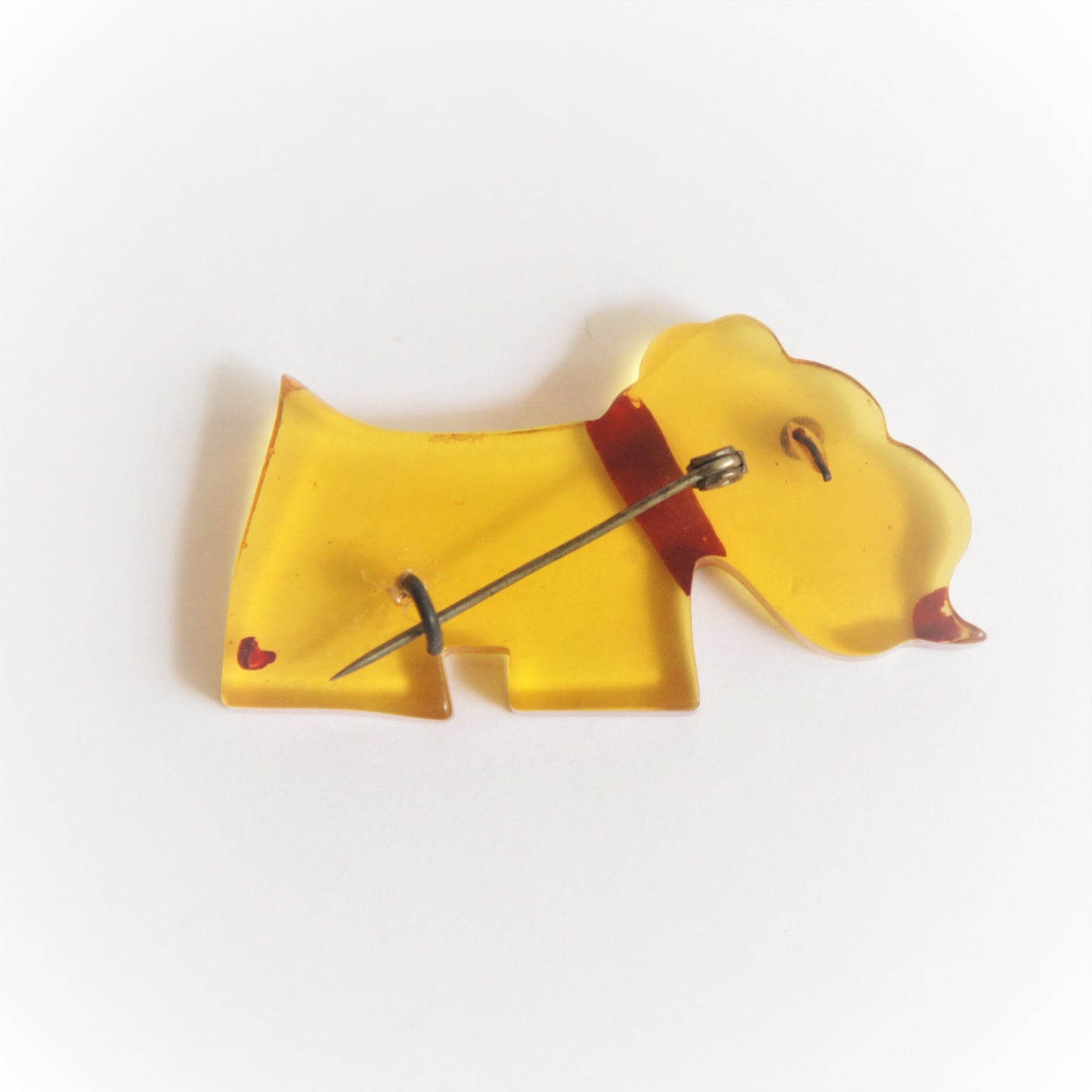 Art Deco Apple Juice Bakelite Scotty Westie Dog Brooch Pin Hand Painted c1930