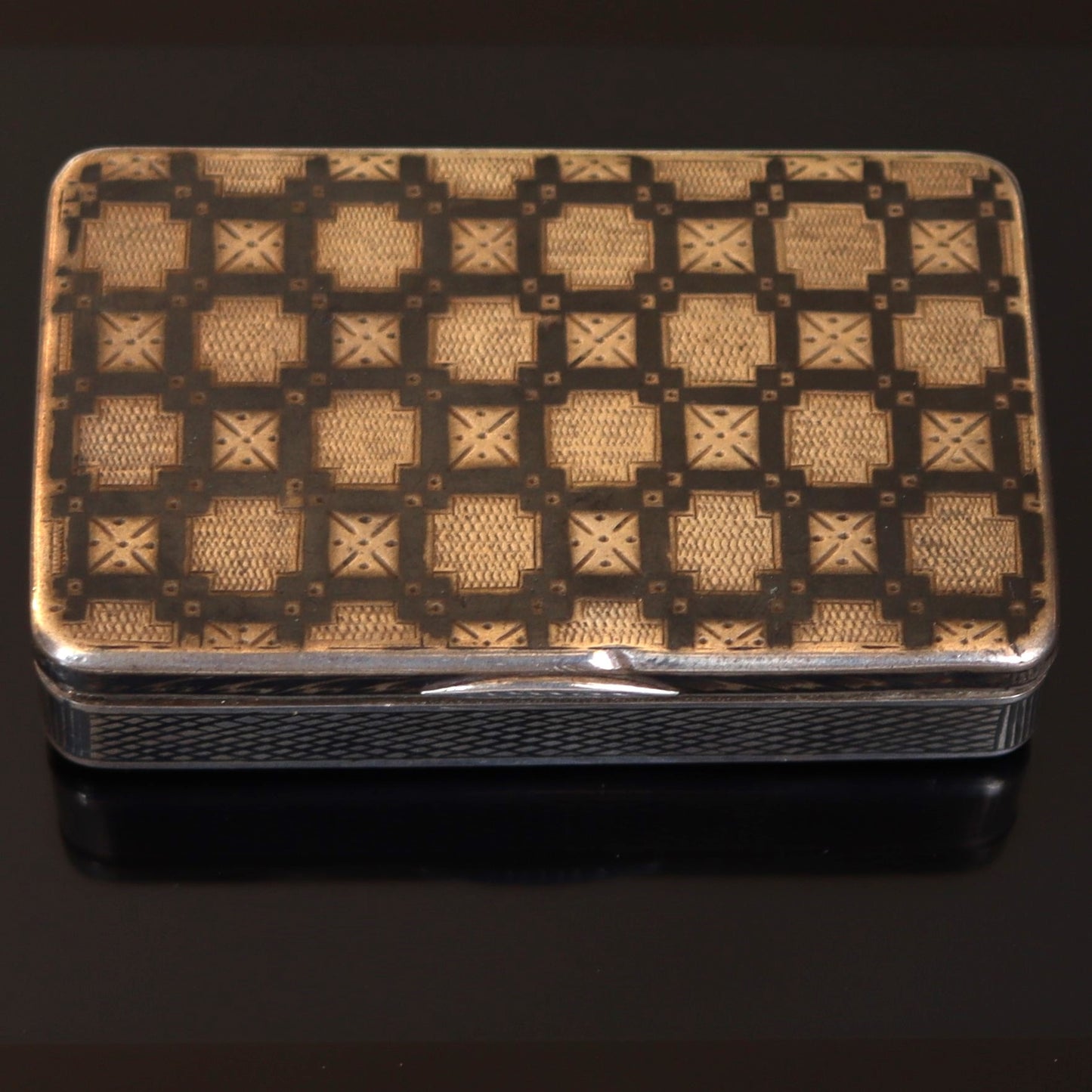 Antique Russian Imperial Czarist era 875 Silver Niello Snuff Box 1839