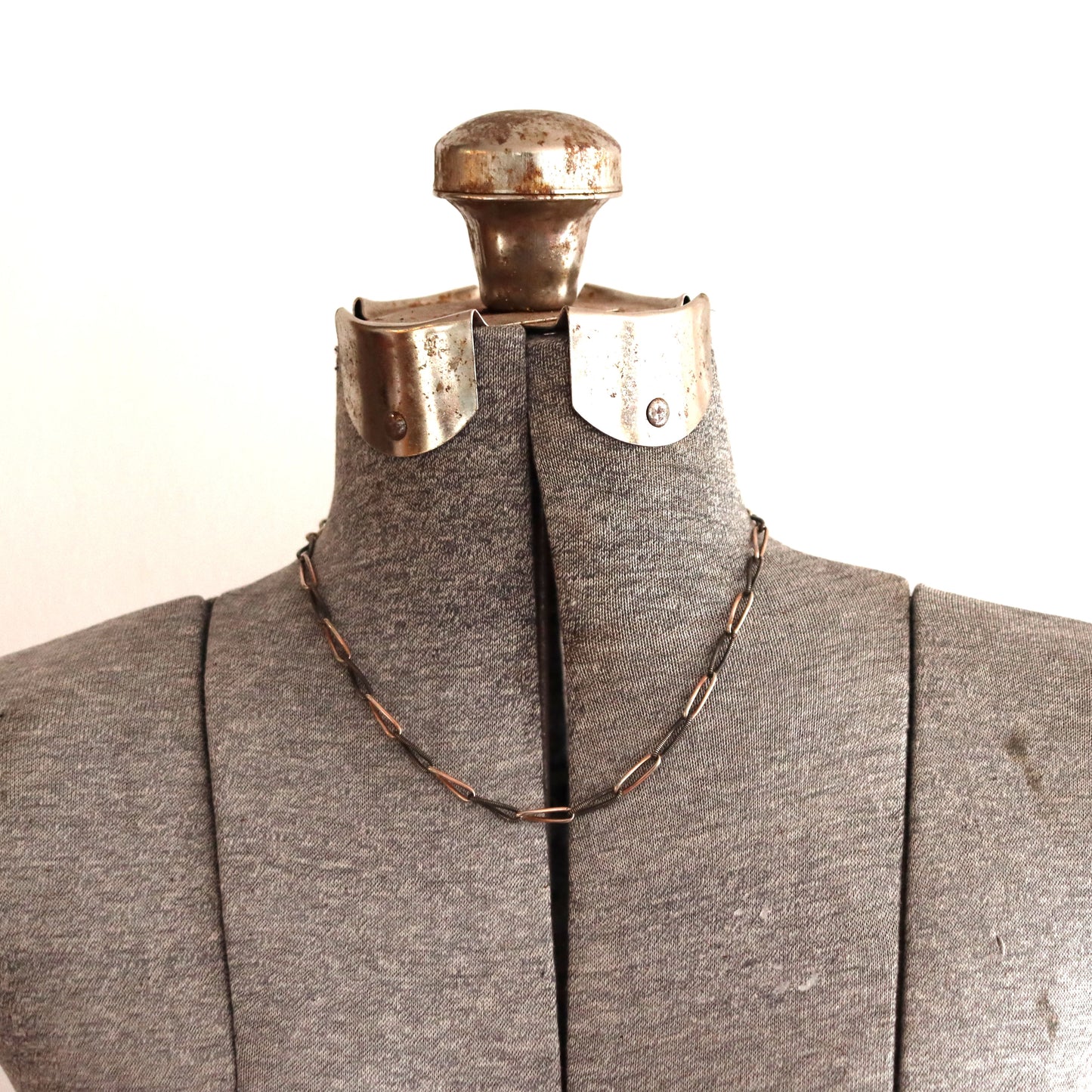 Victorian 800 Coin Silver Niello & Rose Gold Plate Pocket Watch Chain Necklace