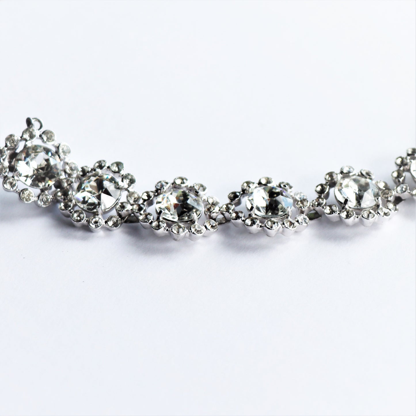 Vintage Early Eisenberg Original Signed Sterling Silver Rhinestone Statement Bracelet