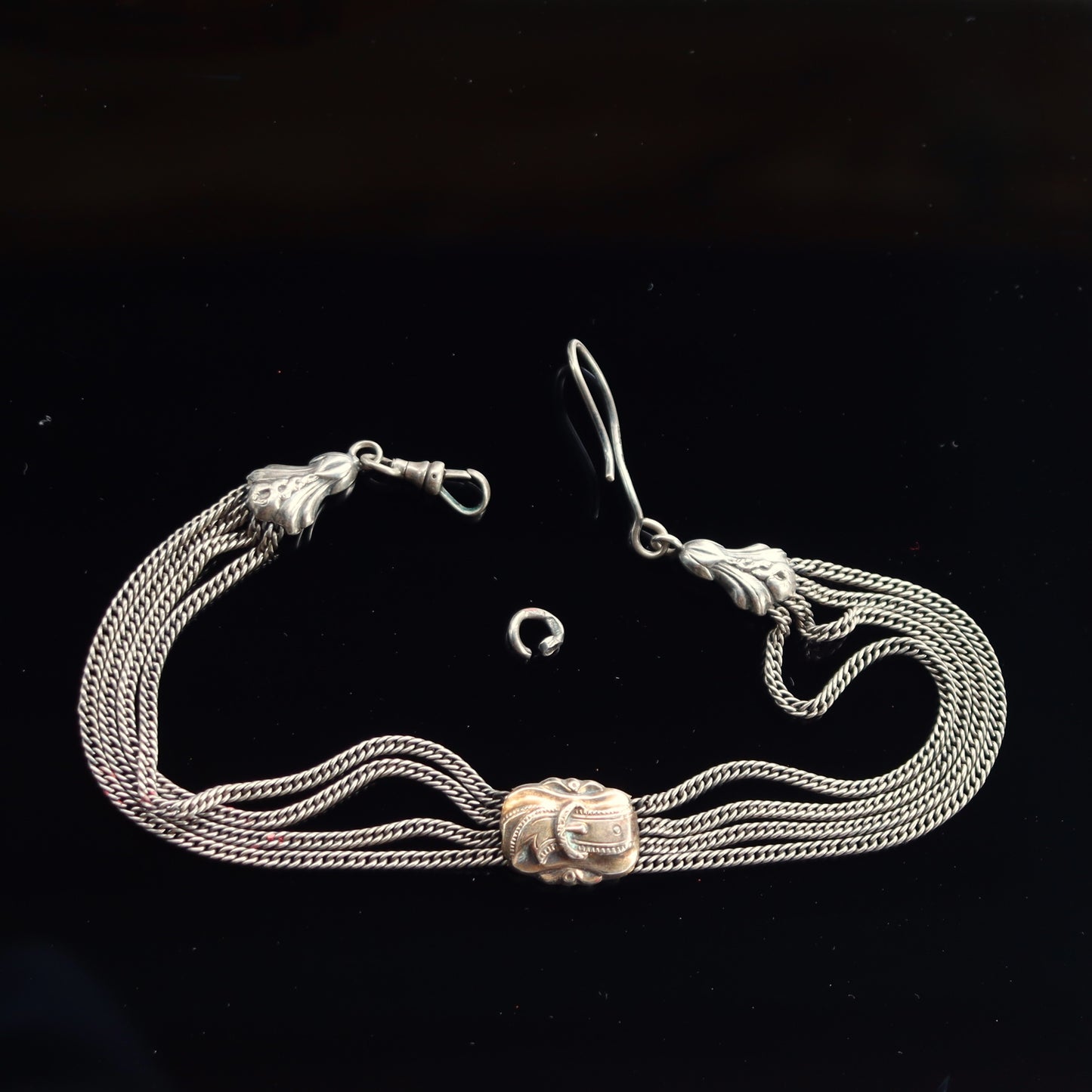 Antique Norway 828/1000 Lodig Silver mark c1850 Gold Vermeil Albertina Pocket Watch Chain