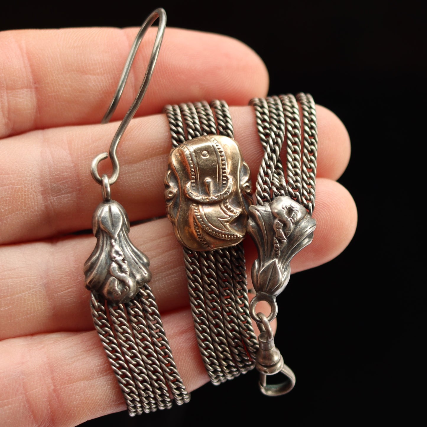 Antique Norway 828/1000 Lodig Silver mark c1850 Gold Vermeil Albertina Pocket Watch Chain