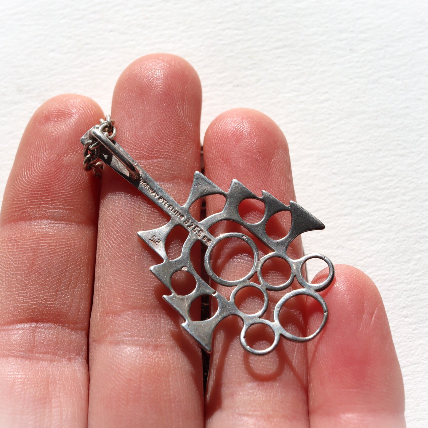 Vintage David Andersen Norway 925S Sterling Silver Viking Design Pendant Necklace