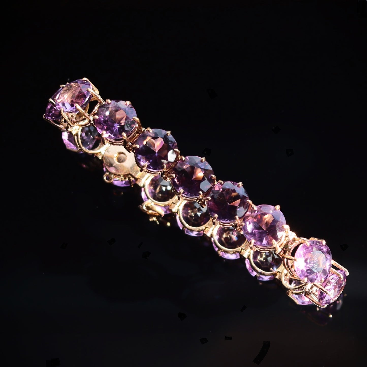 Vintage Estate 14k Gold Large Amethyst Tennis Bracelet 32 + carats 6.5"