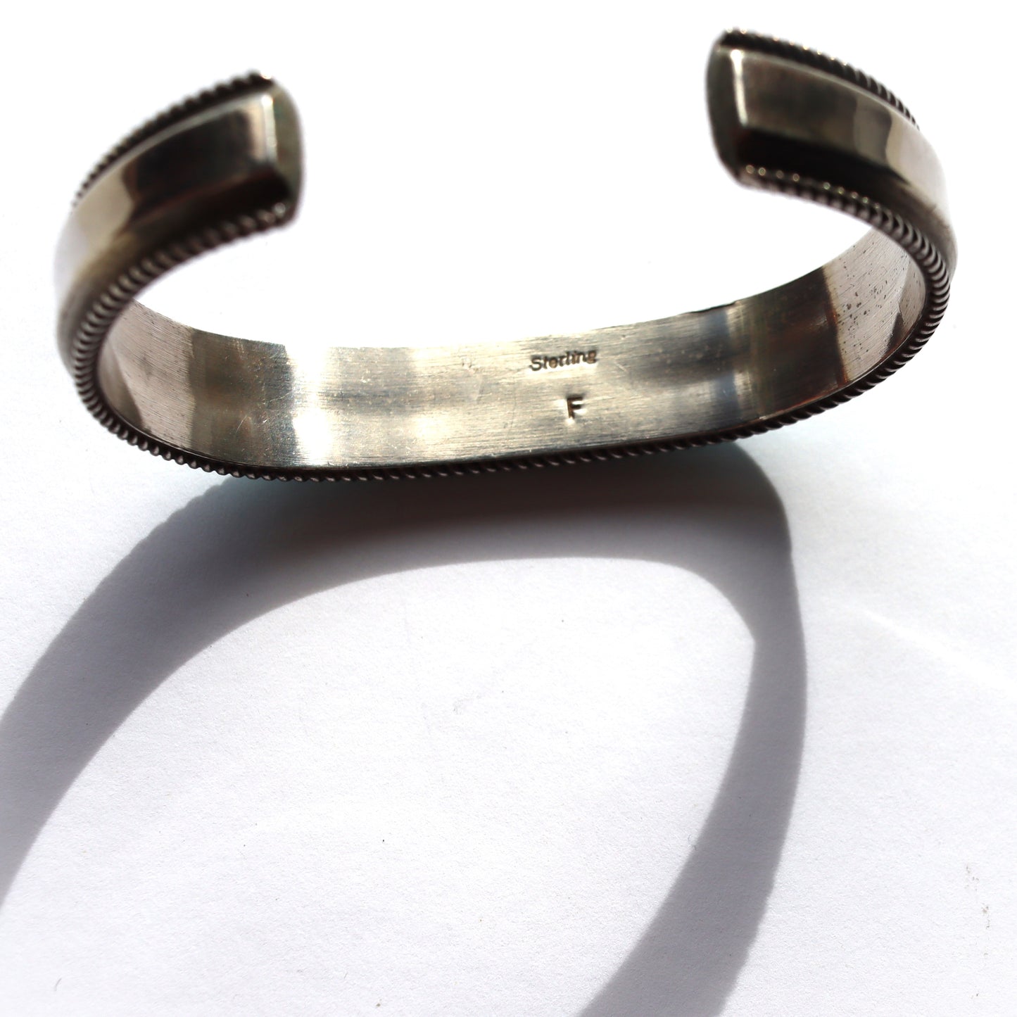 Vintage Navajo Sterling Silver Turquoise Inlay Cuff Bracelet Signed Foutz