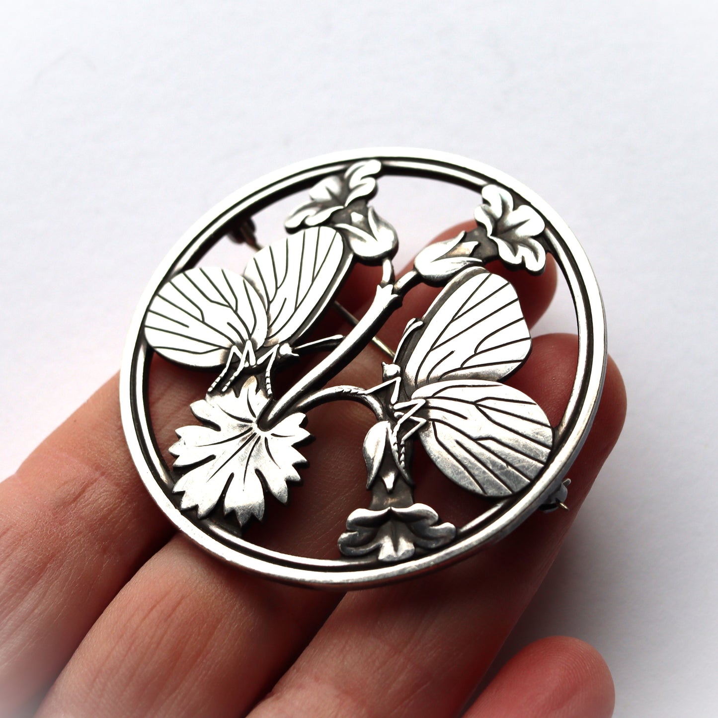 Vintage Mid Century Scandinavian Danish Modern Georg Jensen Sterling Silver Butterfly Brooch Denmark c1960