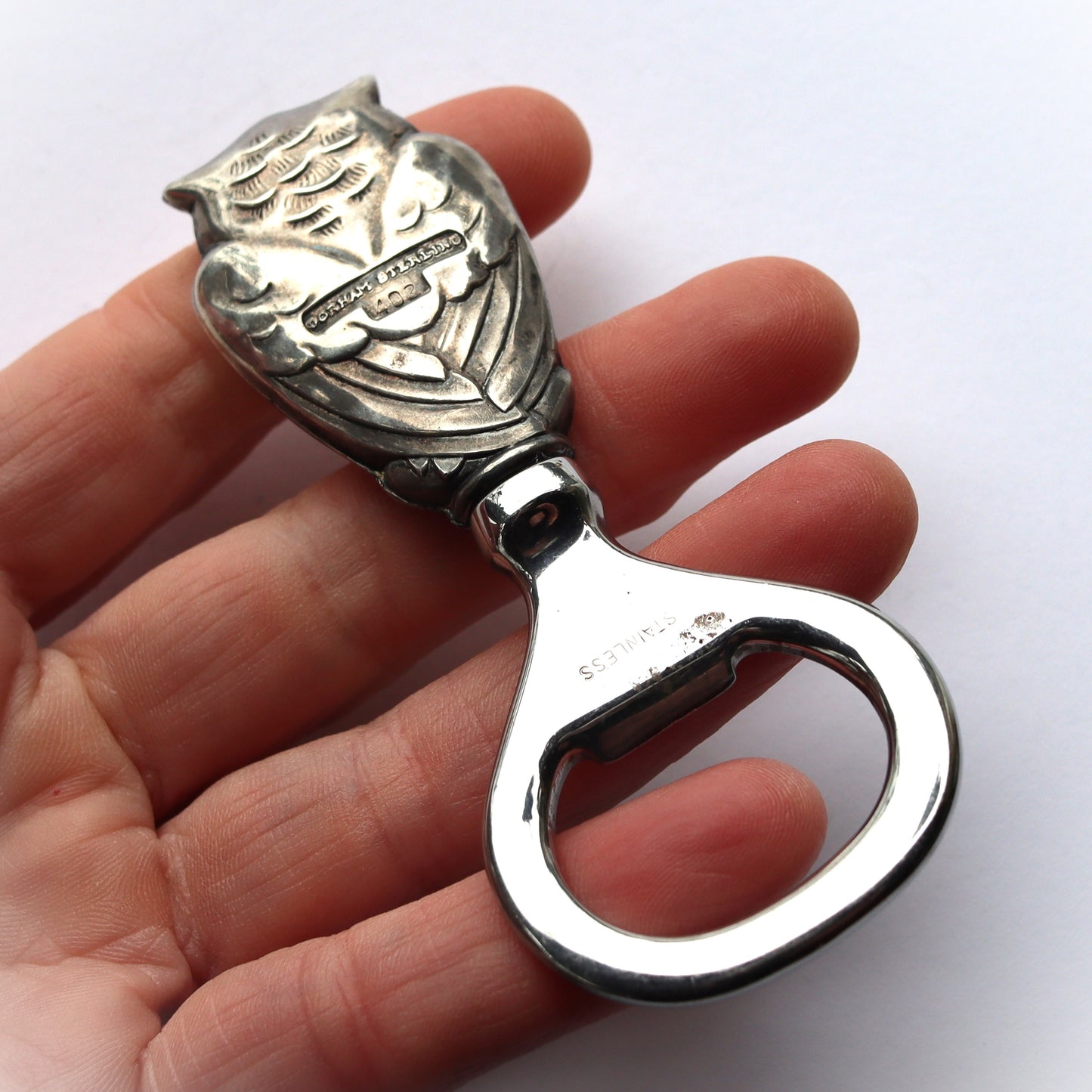 Vintage Gorham Sterling Silver Figural Owl Bottle Opener