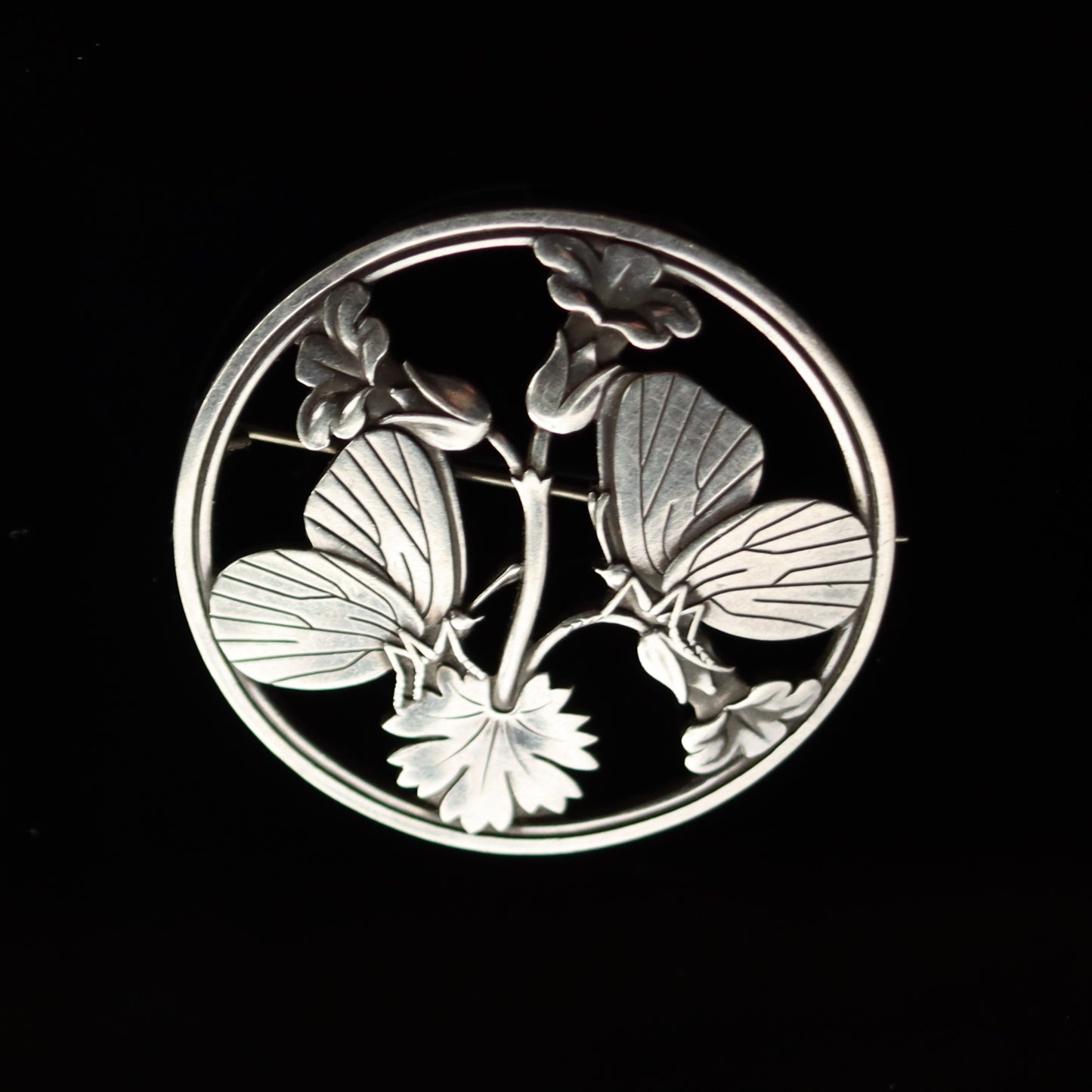 Vintage Mid Century Scandinavian Danish Modern Georg Jensen Sterling Silver Butterfly Brooch Denmark c1960