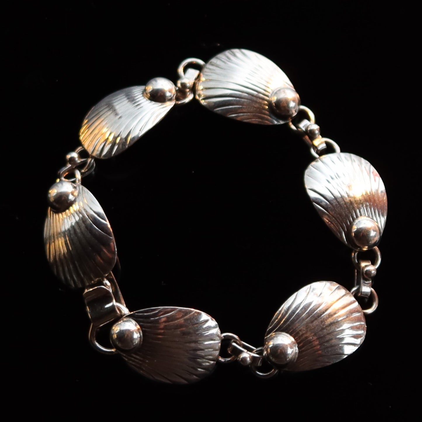 Mid Century Danish Modern Sterling Silver Shell Link Carl Ove Frydensberg