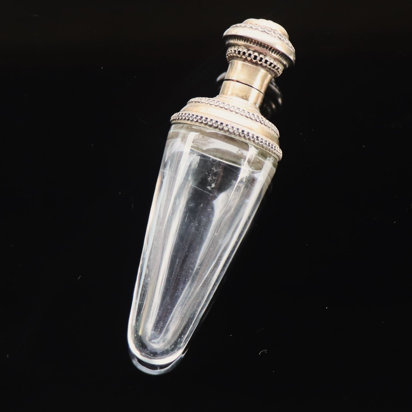 Victorian Etruscan Revival Sterling Gold Vermeil Lie Down Perfume Bottle Flask
