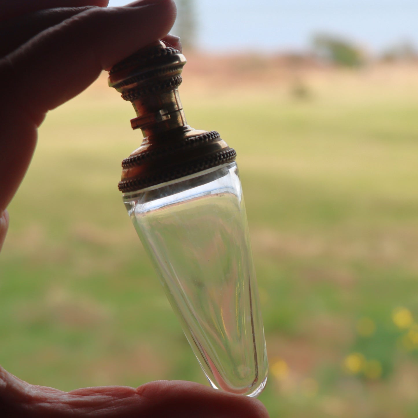 Victorian Etruscan Revival Sterling Gold Vermeil Lie Down Perfume Bottle Flask