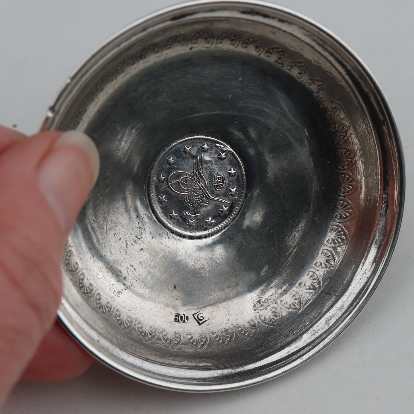 Victorian Ottoman Empire Constantinople 1 Kurush 900 Coin Silver Dish Bowl 1893