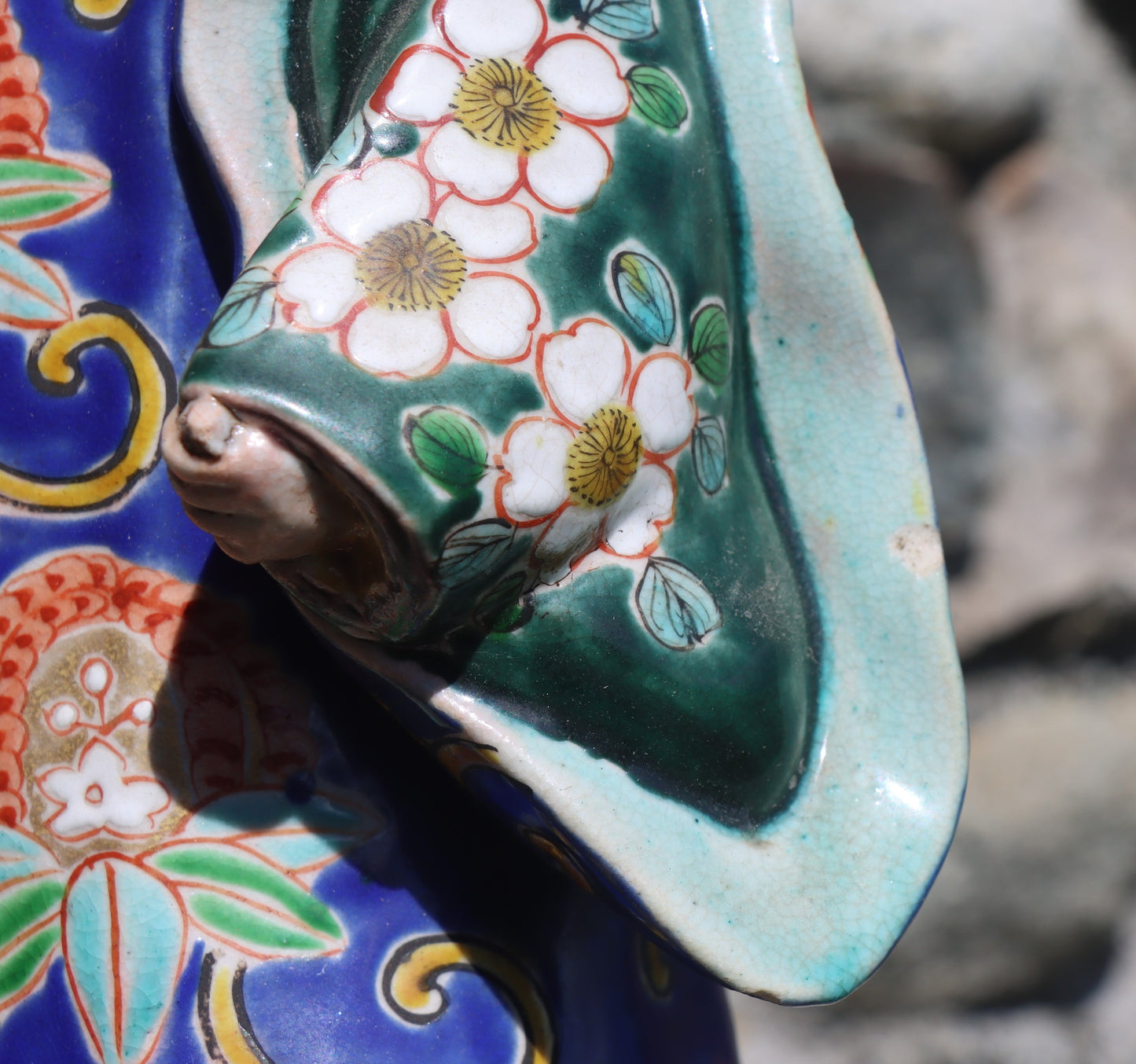 Japan Japanese Kutani Figure Kimono Classic Noh Theater Masked Figure Un Signed
