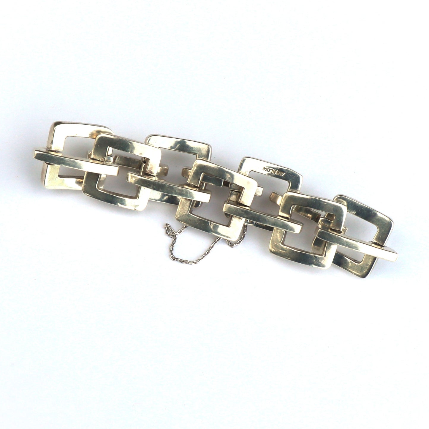 Vintage 20th Century Taxco Sterling Silver Heavy Chunky Link Stacking Bracelet