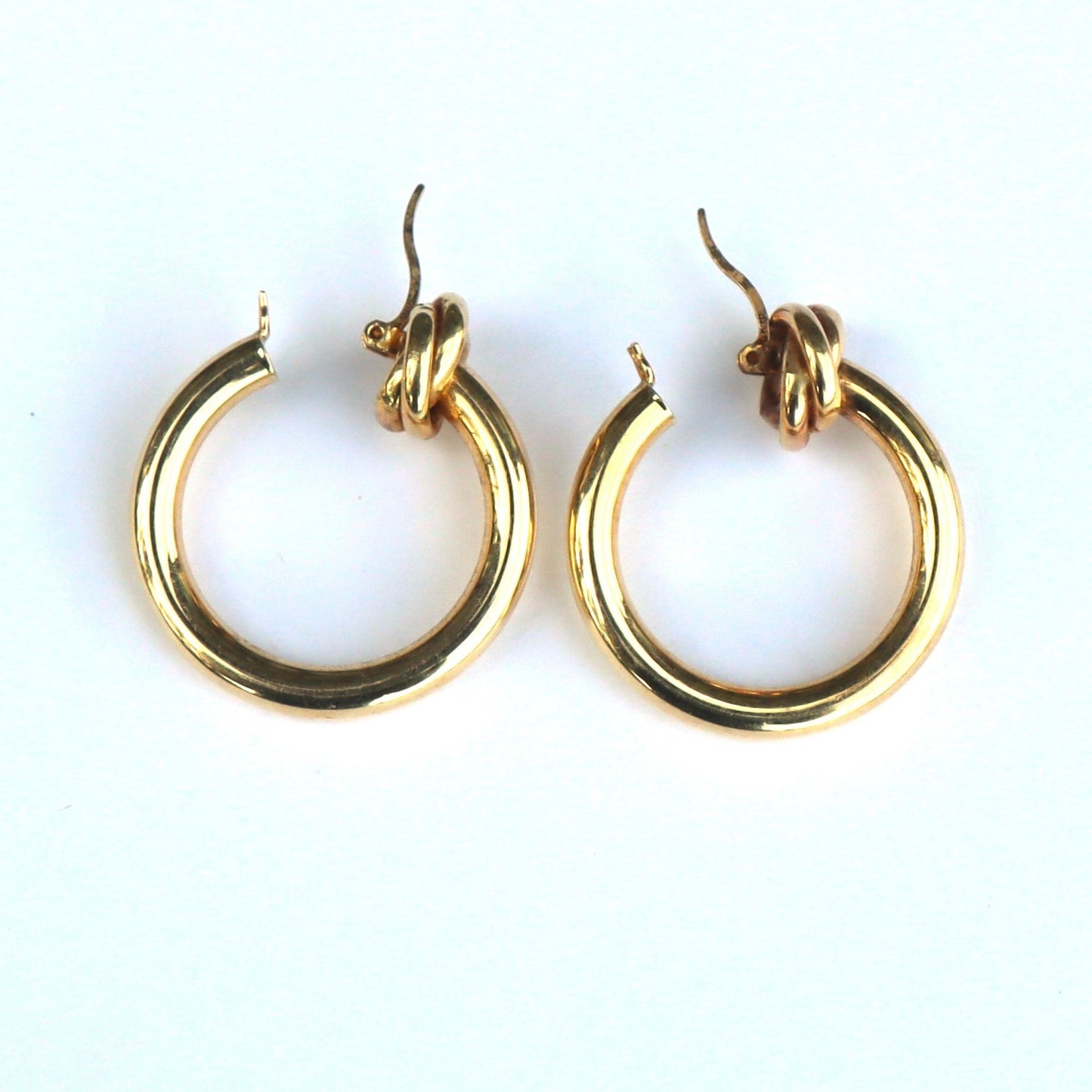 Estate 14k Yellow Gold Large Hoop Classic Knot Earrings 5.8gr