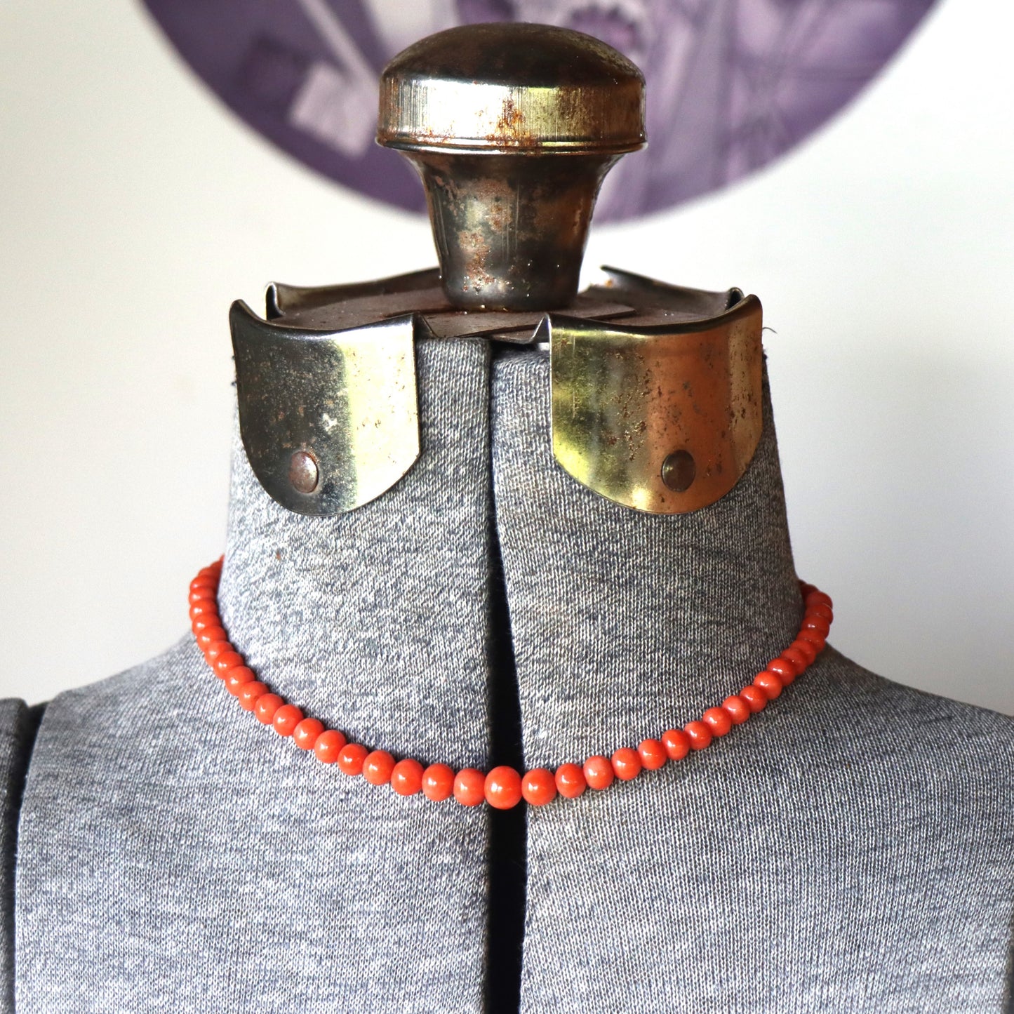 Victorian c1900 Classic Graduated Mediterranean Coral Bead Necklace Rose Gold Clasp