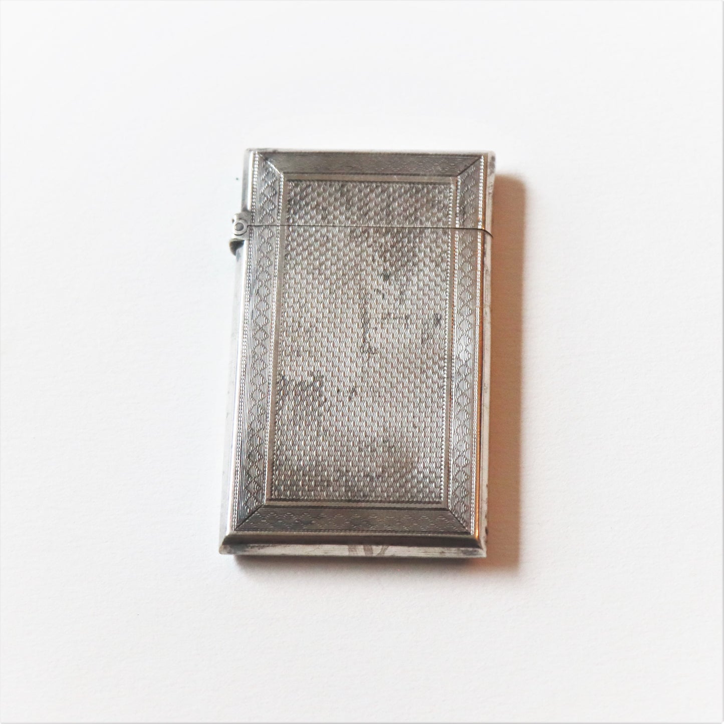 Antique British Victorian Sterling Silver Engine Turned Calling Card Case 1874