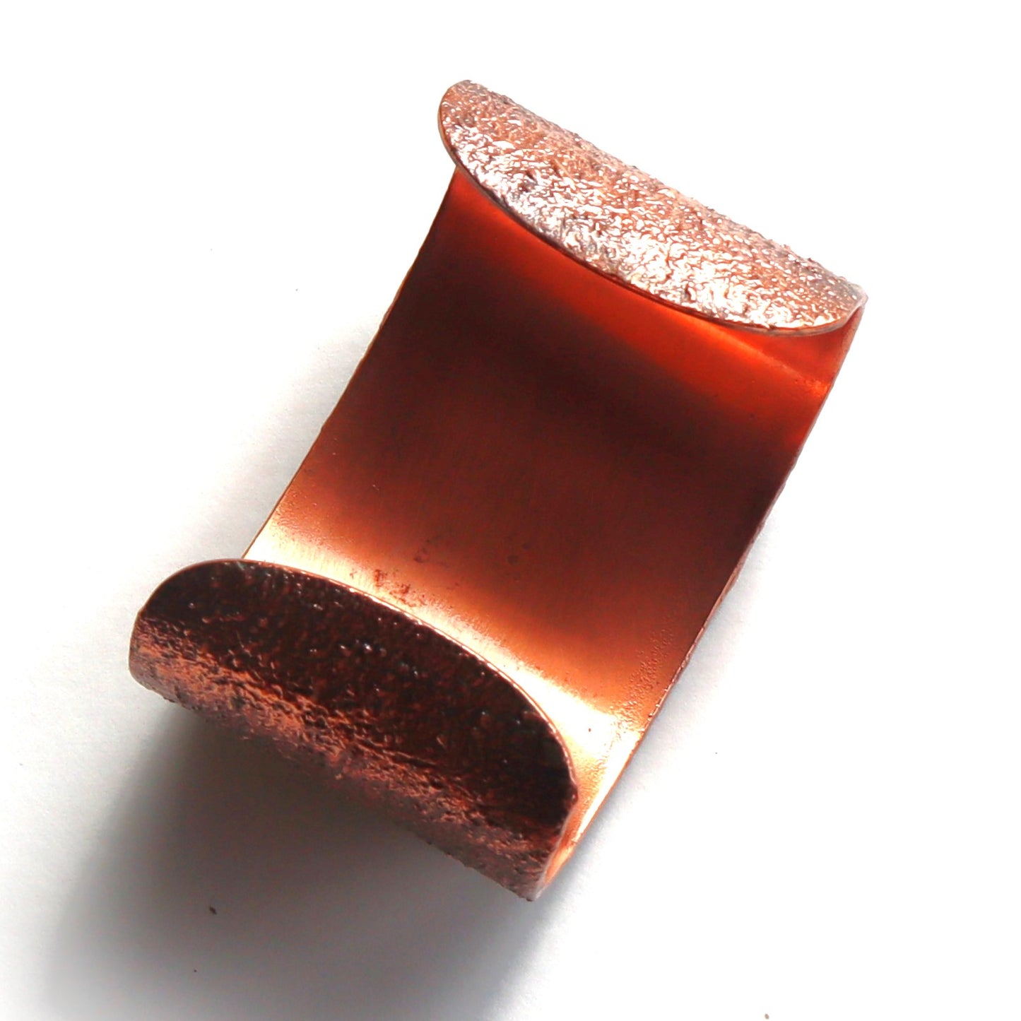 Vintage Mid Century Modern Solid Copper Bell Turquoise Inlaid Molten Cuff Bracelet
