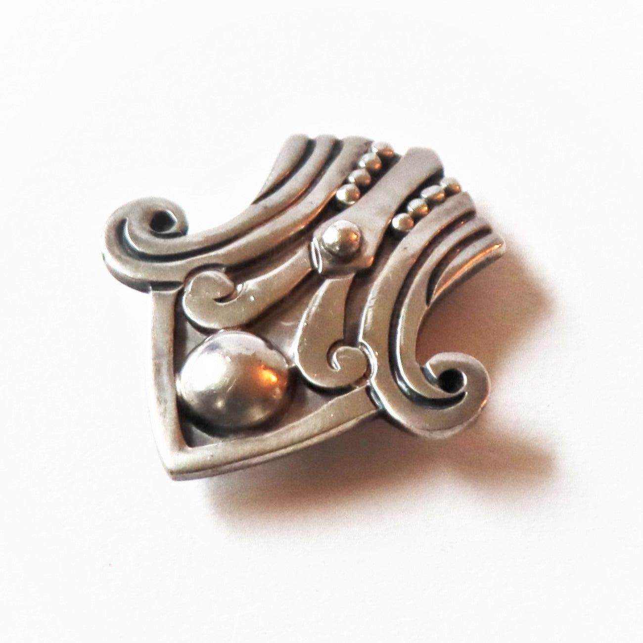 Vintage Art Deco Pre Hispanic Sterling Silver Los Castillo Fur Clip Brooch c1940-50