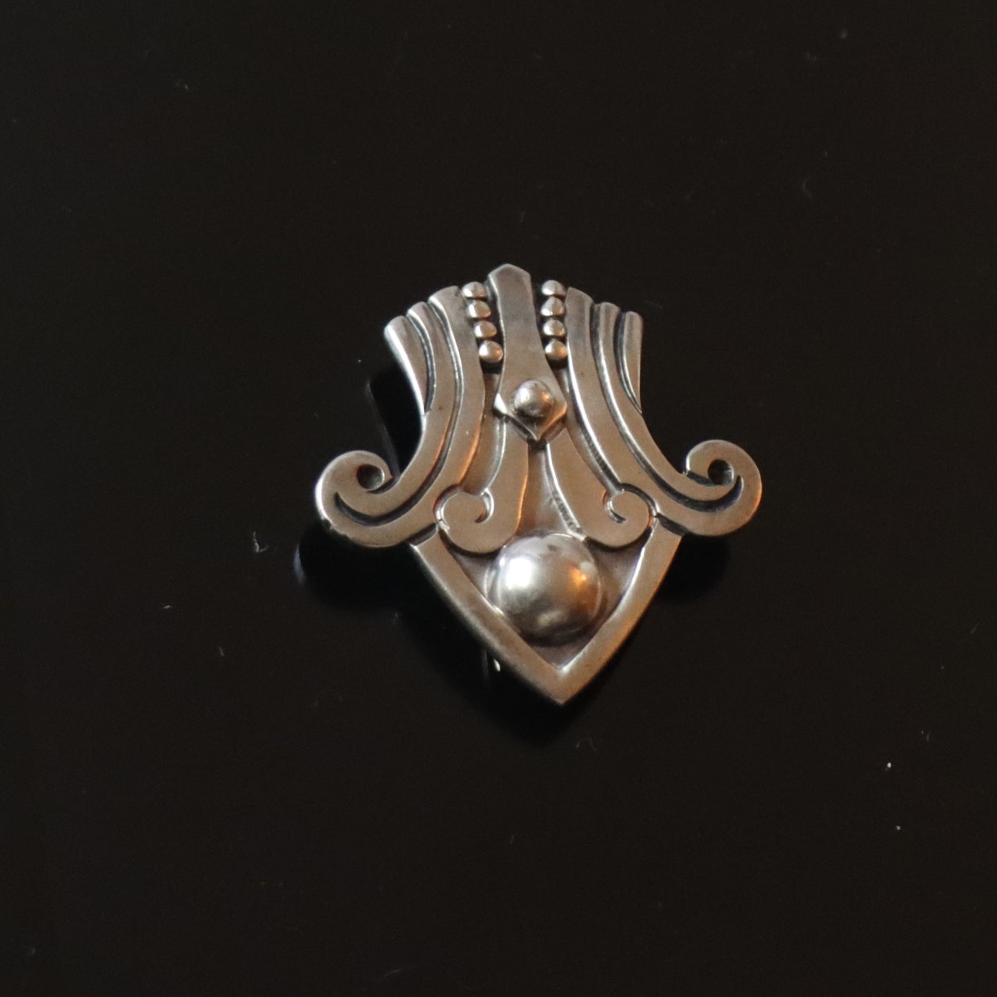 Vintage Art Deco Pre Hispanic Sterling Silver Los Castillo Fur Clip Brooch c1940-50