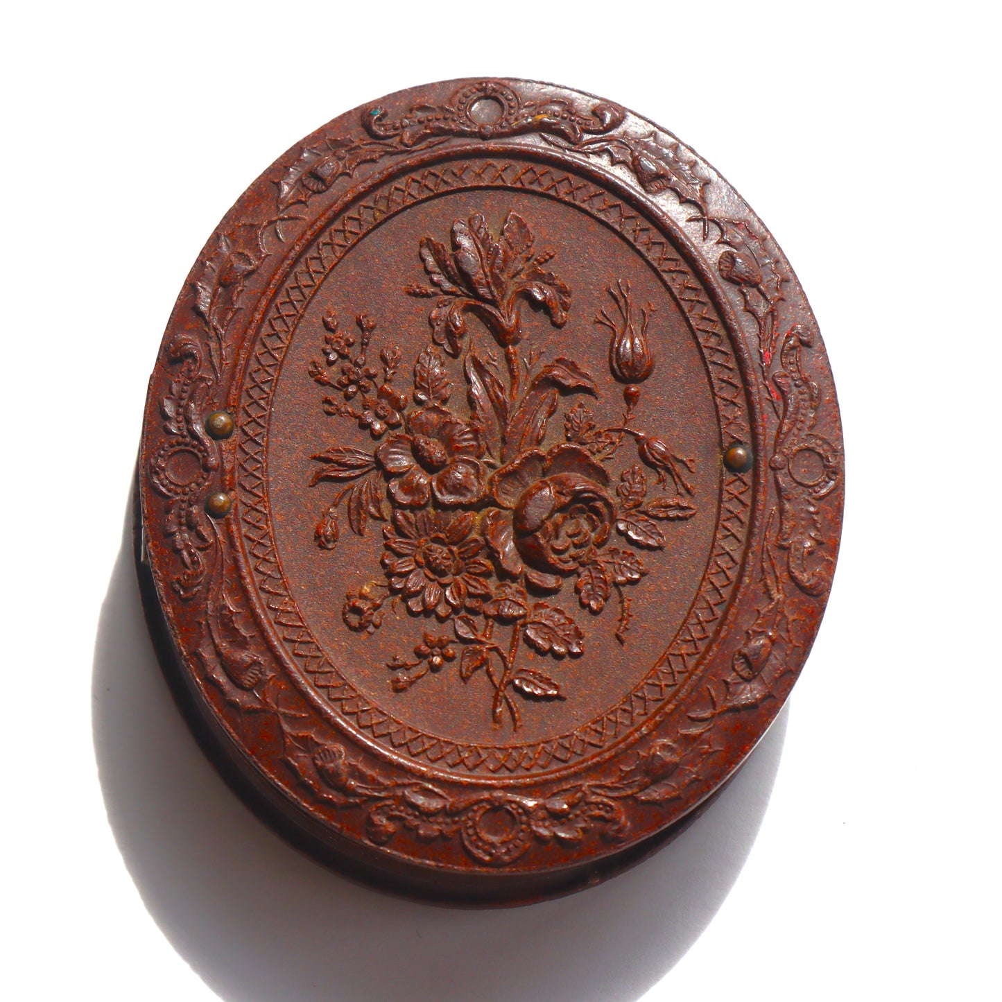 Antique Civil War era Brown Floral Thermoplastic S Peck Daguerreotype Union Case