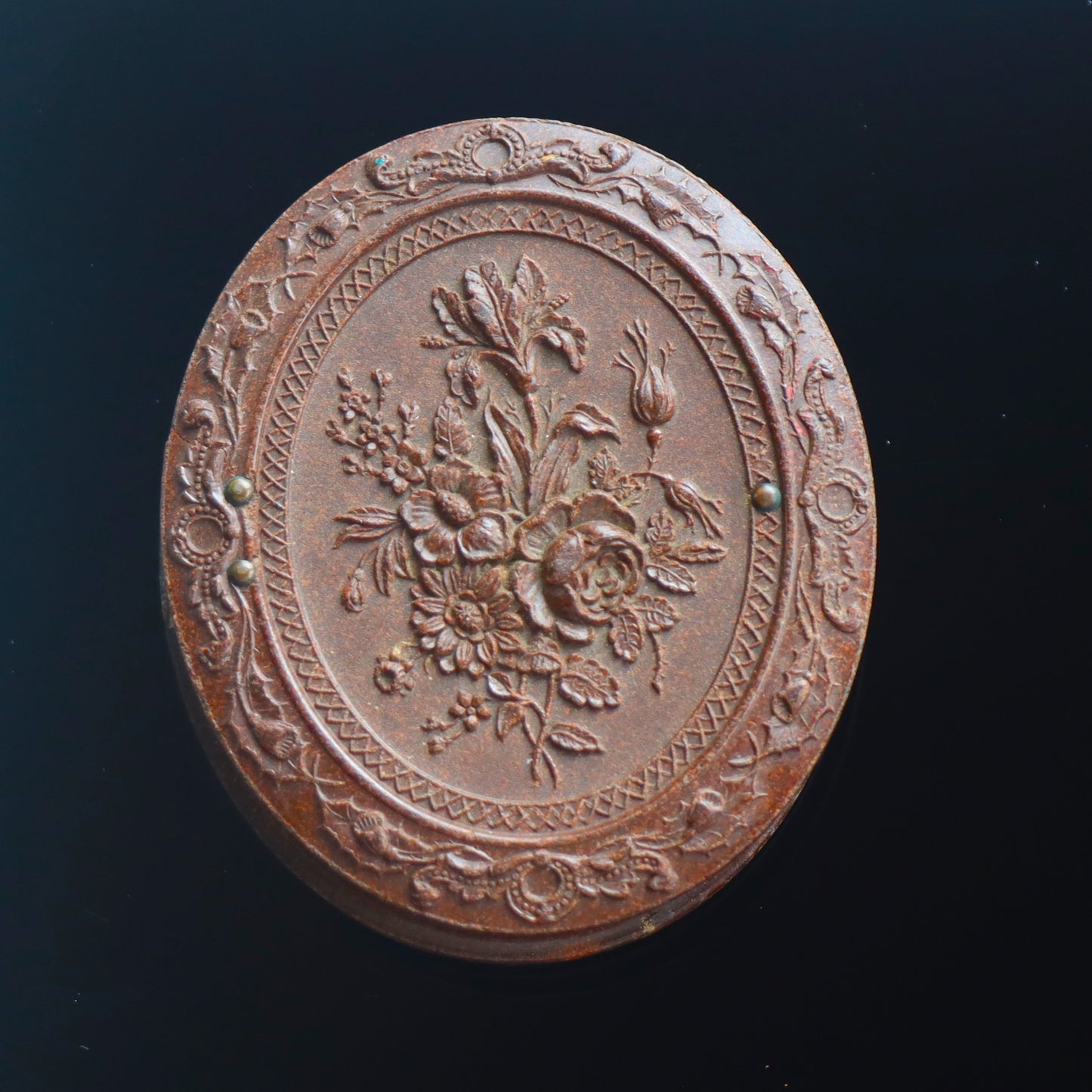 Antique Civil War era Brown Floral Thermoplastic S Peck Daguerreotype Union Case