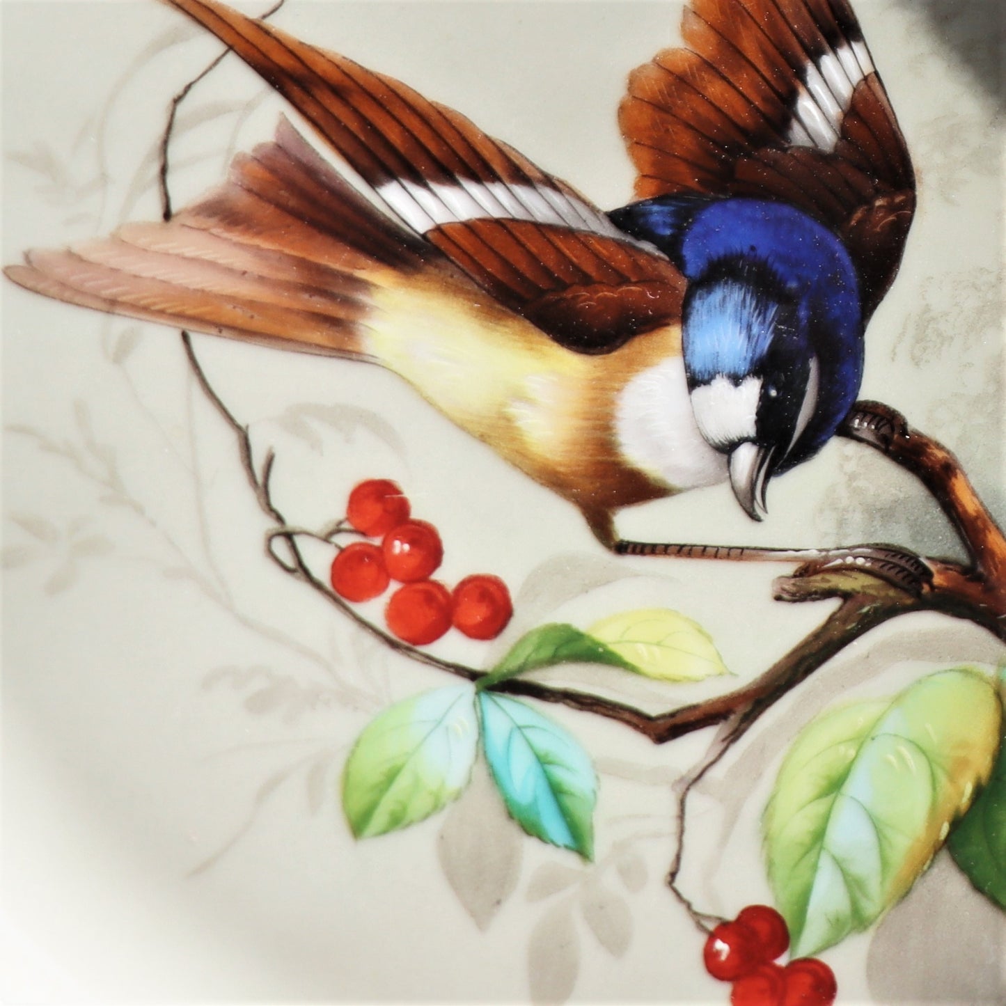 Antique German Berlin Porcelain Hand Painted Reticulated Bird Presentation Plate c1860