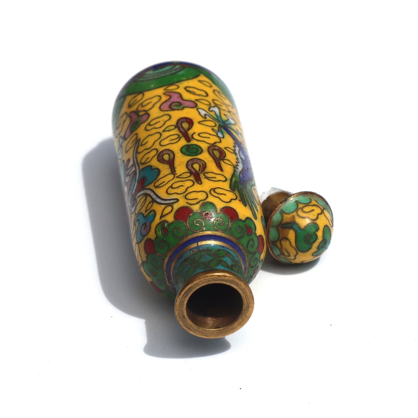 Vintage Chinese Cloisonne Enamel Dragon Miniature Snuff Bottle