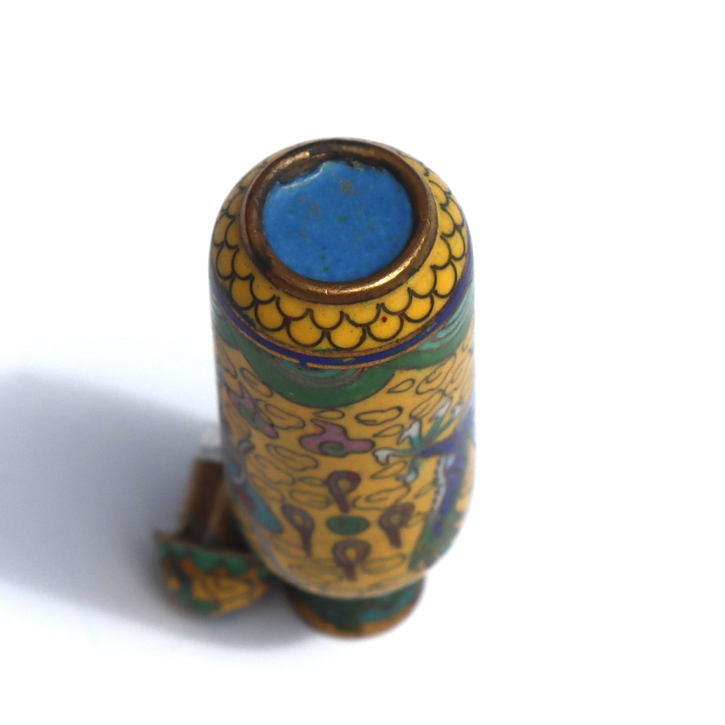 Vintage Chinese Cloisonne Enamel Dragon Miniature Snuff Bottle
