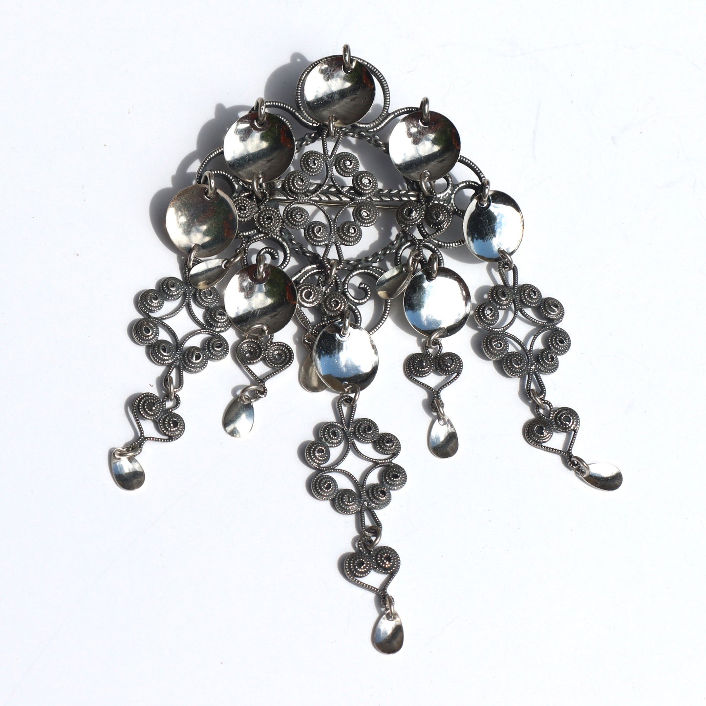 Vintage Norway 925S Sterling Silver Bunad Solje Scandinavian Brooch Signed HR