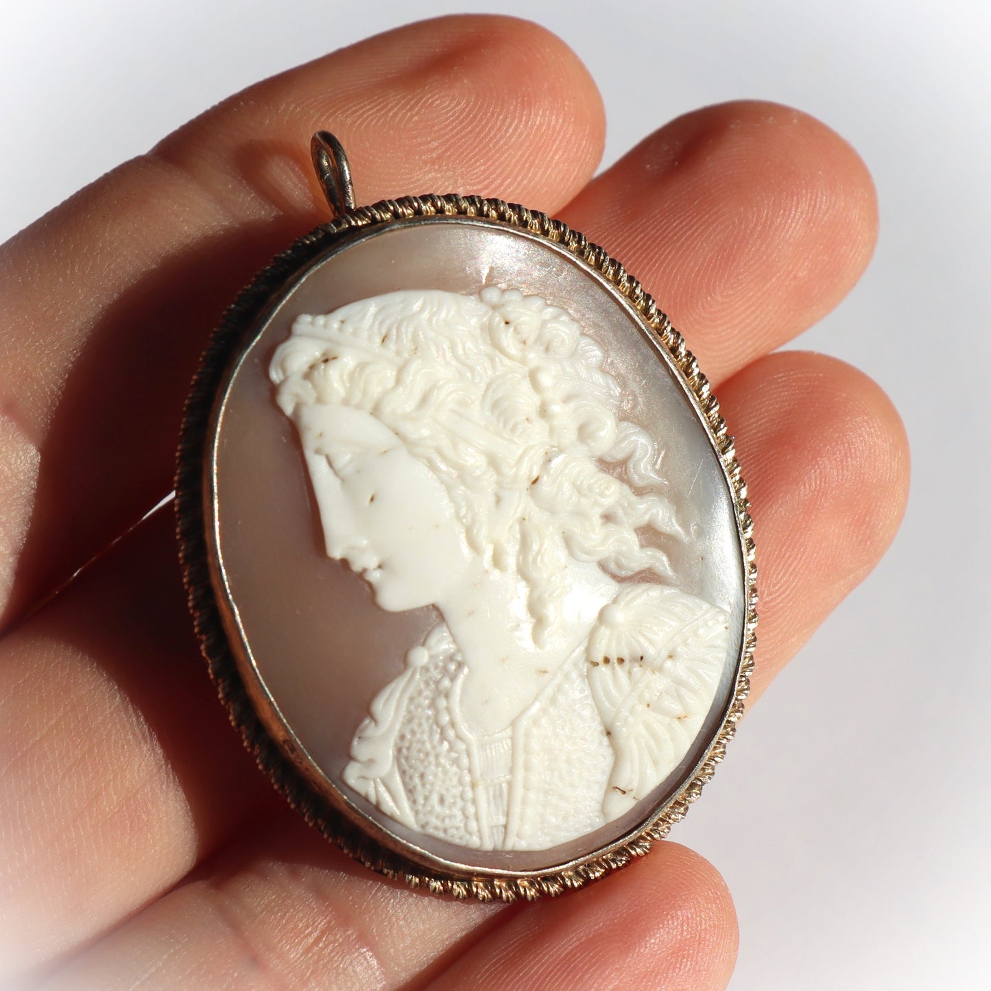 Victorian Italian Renaissance Revival Cameo Portrait of a Woman in Elegant 16thc Dress