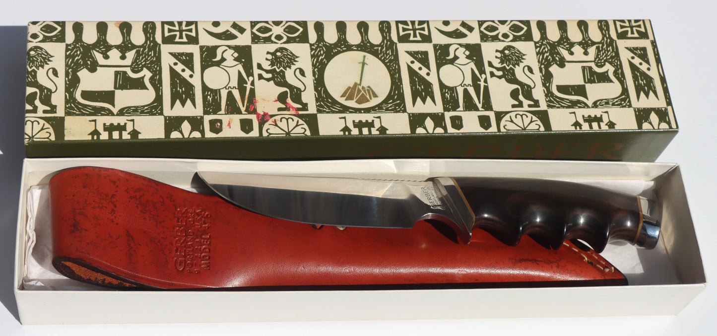 Mint in Box c1970 Gerber Model 475 S. Dot 58 Big Game Hunter Presentation Fixed Blade Knife