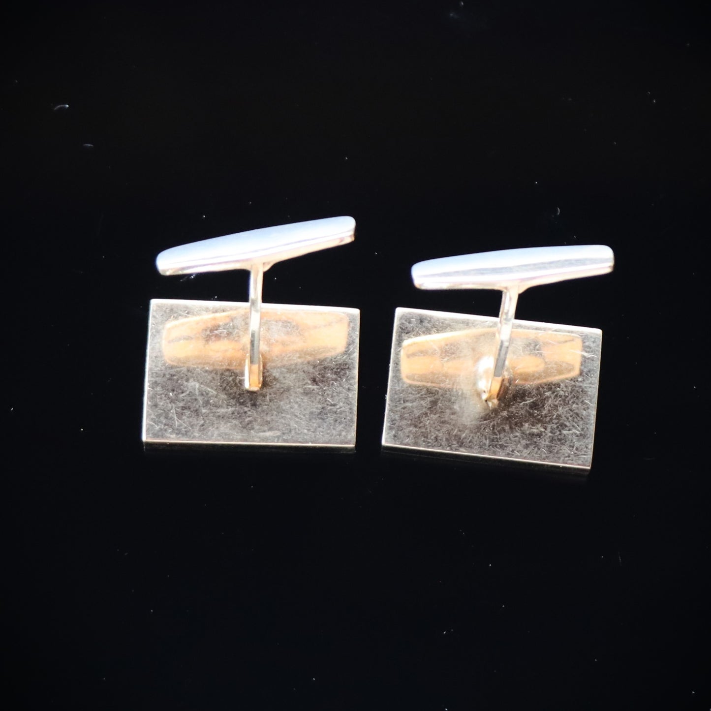 Continental 585 Yellow Gold Florentine Rectangular Mid Century Modern Cufflinks