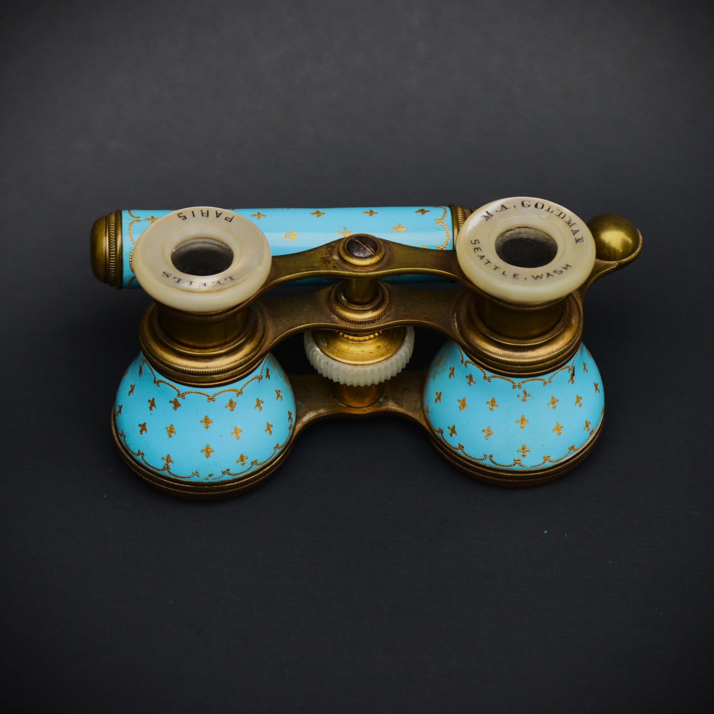 Antique Le Fils Paris Sevres Blue Enamel Gilt Telescoping Opera Glasses