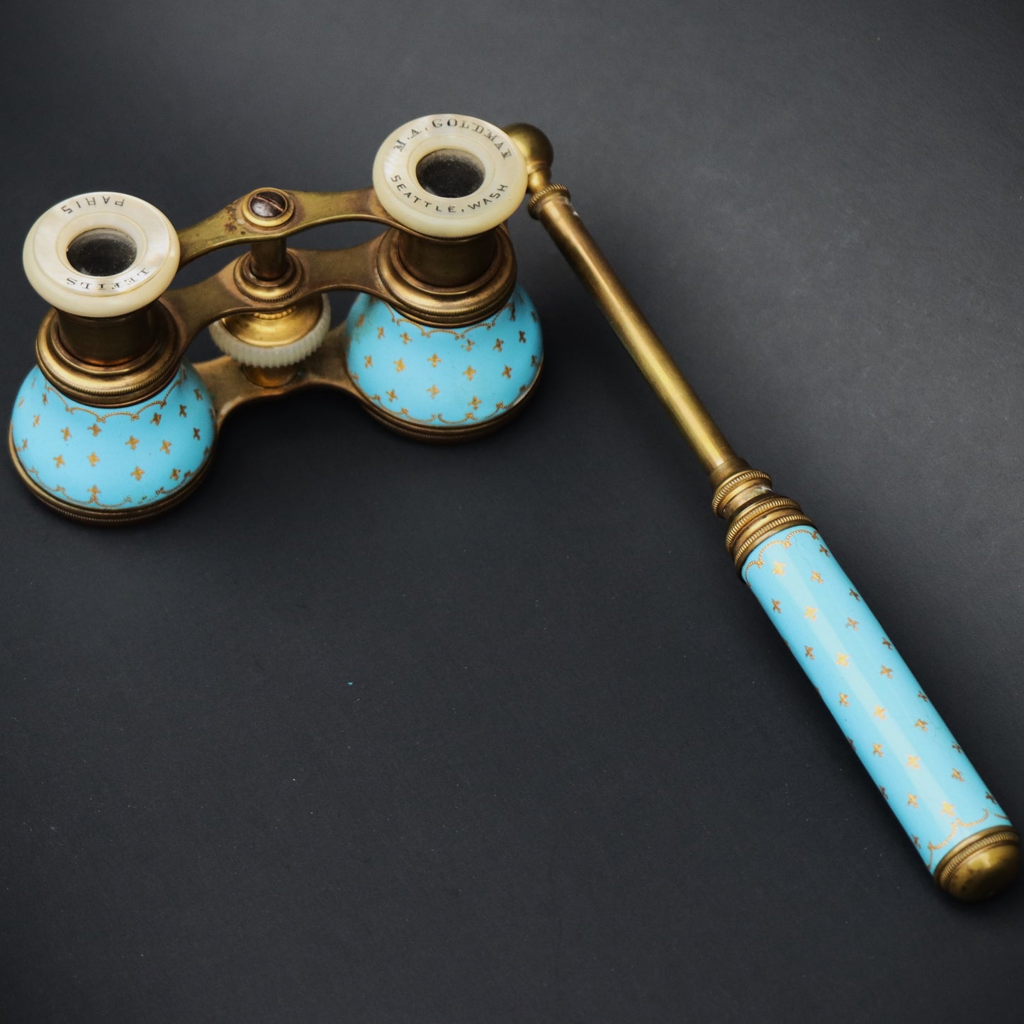 Antique Le Fils Paris Sevres Blue Enamel Gilt Telescoping Opera Glasses